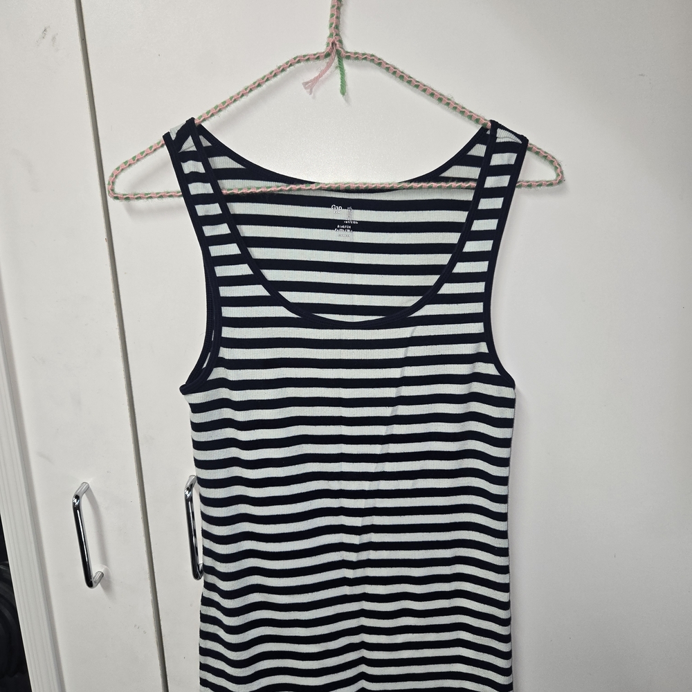 Gap Blue Striped Black and White Tank Top